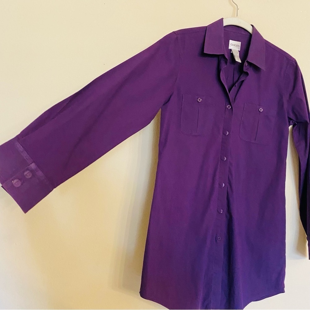 Chico’s Purple Long Sleeve Button Down Shirt Size 0 / Small Business Casual
